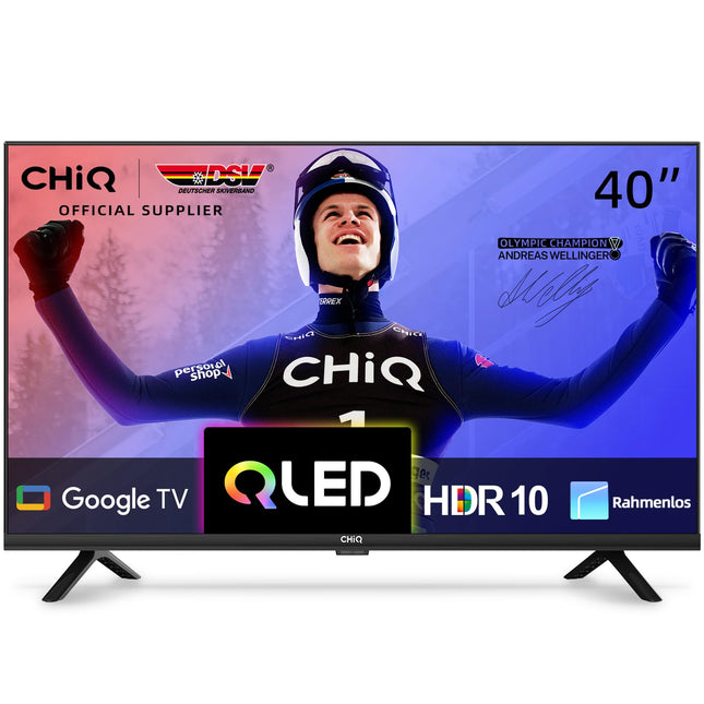 CHIQ TV 40-tolline QLED Google TV, HDR10, WiFi, Google Play, raamita disain, Dolby Audio, Chromecast, DBX-TV, kolmekordne tuuner (DVB-T2/C/S2), hotellirežiim
