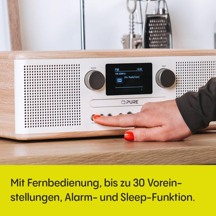 Pure Classic C-D6 muusikakeskus (CD-mängija, DAB+/FM, Bluetooth, AUX, USB, äratuskell, unetaimer) Puuvillvalge/tamm