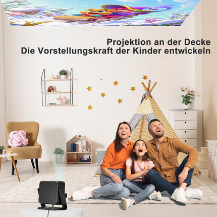 Beamer 【360° Drehbarem Ständer & Auto Keystone & E-Fokus】 FHD 1080P 23000LM mini Beamer mit WiFi6 und Bluetooth 5.2,70% Zoom ONOAYO abnehmbar Outdoor Heimkino Beamer Kompatibel mit Handy,PC,TV-Sticks