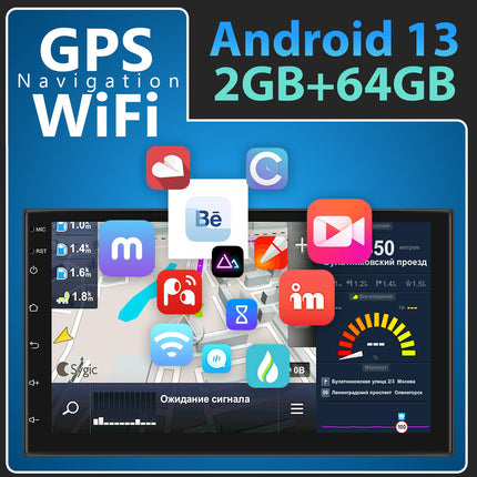 Android autoraadio 2G+64G juhtmevaba Carplay Android Auto kahe DIN-mäluga raadio satelliitnavigatsiooniga 7-tolline puutetundlik ekraan GPS navigatsioon Bluetooth WiFi FM RDS meediavastuvõtja tahavaatekaamera ISO-adapterkaabel