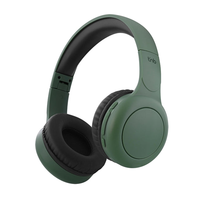 T'nB - juhtmevabad Bluetooth-kõrvaklapid, mugavad kõrvaklapid, vahupadjad, integreeritud mikrofon, reguleeritav peavõru, 24-tunnine aku tööiga, kerged ja kokkupandavad - rohelised