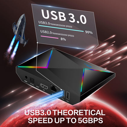 Android 14.0 teleriboks, Android Box 2GB RAM 16GB ROM WIFI6 1000M Ethernet 4K 8K HDR10 kiibistik Allwinner H728, tugi 2.4G/5.8G kahekordne WiFi BT5.0 USB 2.0 USB 3.0 teleriboks Android