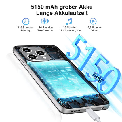 DOOGEE N55 Plus (20GB+128GB) Android 14 nutitelefon ilma lepinguta, 90Hz mobiiltelefon ilma lepinguta Octa Core 6.56" HD+, 5150mAh mobiiltelefon odav, 13MP+8MP SIM-kaardita mobiiltelefonid 4G kahe SIM-kaardiga/Face ID/Widevine L1/GPS/OTG