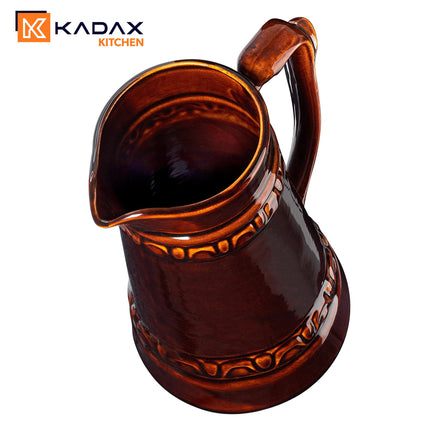 KADAX ceramic beer mug, jug with handy handle, dishwasher-safe carafe in country style, jug for mulled wine, beer, cream, sour milk, wine and liquids (6L)