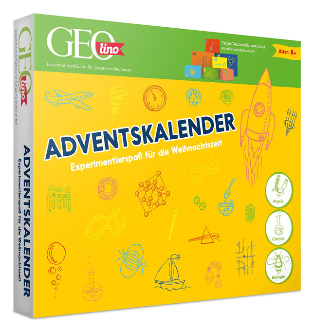 FRANZIS 67070 - GEOlino advendikalender Loodusteadused (füüsika, keemia ja bioloogia), eksperimentaalne lõbu jõuludeks, lastele alates 8. eluaastast