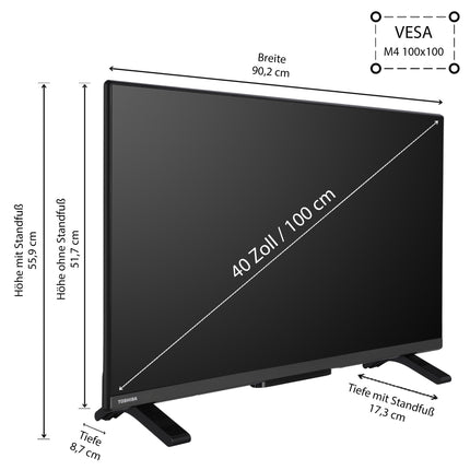 Toshiba 40LV2E63DAZ 40-tolline televiisor/VIDAA nutiteler (Full HD, HDR, kolmekordne tuuner, Bluetooth, Dolby Audio) [2024]