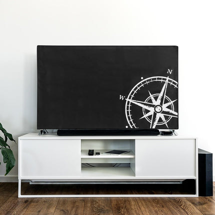 kwmobile 65" TV Cover - Indoor TV Screen Protector Cover - TV Screen Dust Cover - Compass Vintage White Black