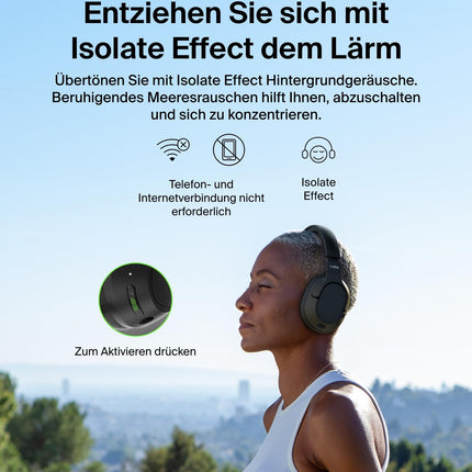 Belkin SoundForm Isolate mürasummutavad kõrvaklapid, juhtmevabad Bluetooth-kõrvaklapid, mikrofoniga peakomplekt, kõrvapealsed kõrvaklapid 60-tunnise esitusajaga, sügav bass, CloudCushion kõrvaklapid – mustad