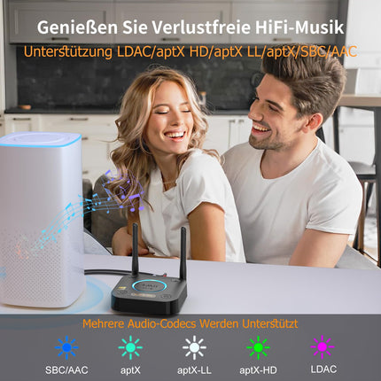 1Mii B06Ultra Bluetooth 5.2 vastuvõtja LDAC Hi-Res heli jaoks, HiFi Bluetooth-heli adapter Audiophile DAC-i, 3D ruumilise heli, aptX HD ja madala latentsusega vastuvõtja stereosüsteemile, optiline 3,5 mm RCA AUX
