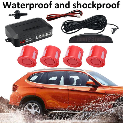 MOCNT auto parkimisabi 4 tagumist andurit tagurdamisabi sõiduki tagurdamisalarm parkimissüsteem parkimisandurid tagurdamisparkimisabi 12V LCD-ekraan helisignaal hoiatus punane
