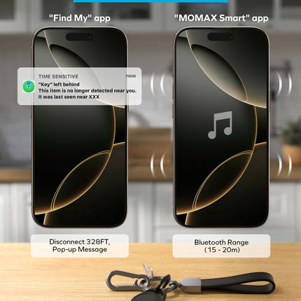 MOMAX õhujälgija, ühildub Apple Find My ja Androidi rakendustega, nutikas silt pagasi, seljakottide, rahakottide ja lemmikloomade jaoks (must)