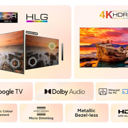 TCL 50V6B 50-tolline, 4K Ultra HD, HDR-teler, Google TV toega nutiteler (Dolby Audio, liikumise selgus, hääljuhtimine, ühildub Google Assistantiga, sisseehitatud Chromecast)