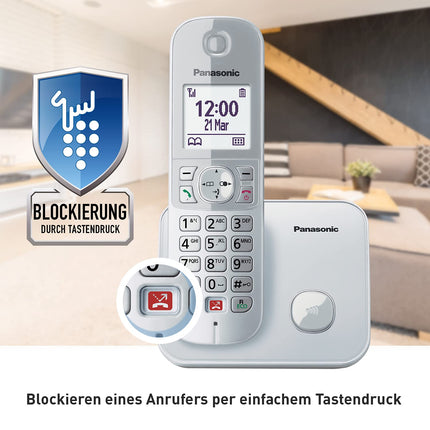 Panasonic Dual-Micro/Nano KX-TG6851GS juhtmeta telefon (blokeerib kuni 1000 telefoninumbrit, selge kirjasuurus, valju telefonitoru, täisdupleks käed-vabad) pärlhõbedane