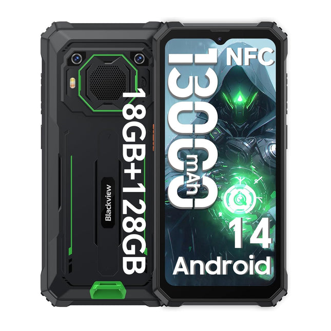 Blackview BV6200 Pro 13000mAh lepinguta õuetelefon Android 14, 18GB + 128GB veekindel õuetelefon, 98DB kõlar, Helio P35 2.3Ghz, 6.56" HD+ ehitusplatsi telefon, kahekordne 4G/OTG/GPS/13MP/NFC