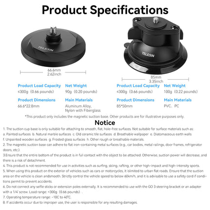TELESIN° magnetkinnitus + iminapakomplekt Insta360 Go3 lisatarvikutele, autokinnitus, mootorrattakinnitus, aknakinnitus, esiklaasikinnitus, armatuurlauakinnitus, metalltorukinnitus, rullkinnitus Insta360 GO 3 jaoks, lisatarvikud