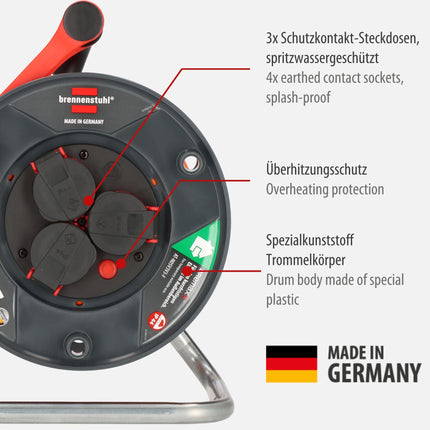 Brennenstuhl Garant V2 IP44 cable reel 25m outdoor &amp; BREMAXX® extension cable