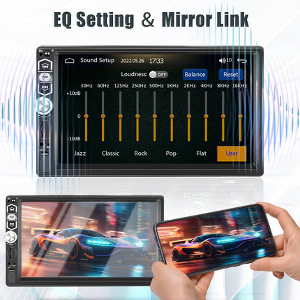 1-dinine autoraadio ekraaniga - 7-tolline puutetundlik ekraan - Carplay ja Android Auto raadio - Mirror Link Bluetooth FM SWC AUX + tahavaatekaamera