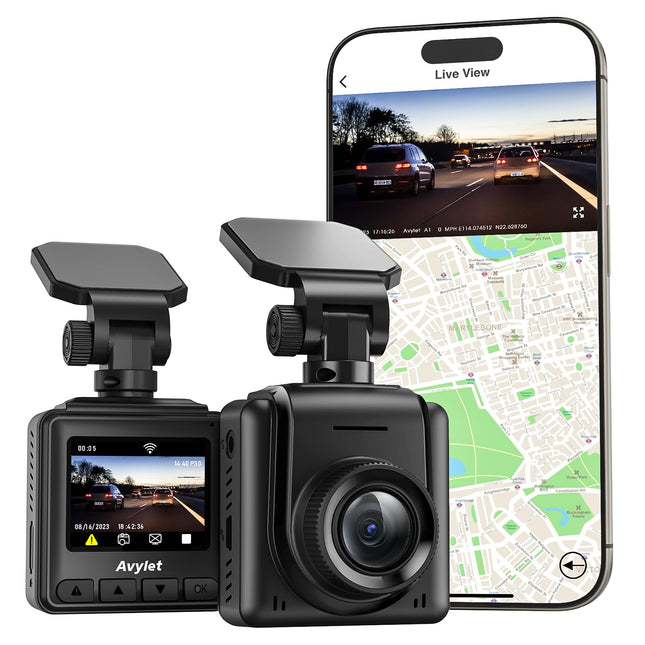 Autokaamera WiFi 2K, mini esikaamera, toetab välist GPS-moodulit, rakendust, IPS-ekraani, üliöist nägemist, 150° lainurka, WDR-i, 24-tunnist parkimisrežiimi ja liikumistuvastust, G-andurit