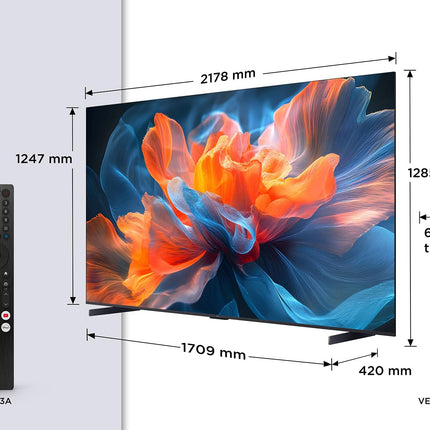 TCL 98T8C 98-tolline QLED 4K HDR Ultra HD teler, Google TV-ga nutiteler (Dolby Vision ja Atmos, 144Hz Motion Clarity Pro, FreeSync, Onkyo 2.1 heli, hääljuhtimine)