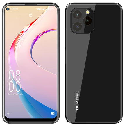OUKITEL C21 PRO Smartphone without a contract, full glass design, 4GB + 64GB, 256GB external SD, 21MP triple rear camera, Android 11 Dual SIM mobile phone, 6.39'' HD+ display, fingerprint face ID, GPS, WiFi, black