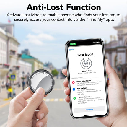 Smart Air Tracker Tag, Key Finder Compatible with Apple Find My App (iOS ONLY, Android Not Supported), Bluetooth Tracker for Luggage/Bags/Suitcases, Replaceable Black (4 Pack)
