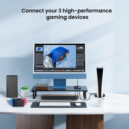 NEWCARE 4K@120Hz HDMI-lüliti koos 2,6 jala pikkuse HDMI 2.1 kaabliga, 8K@60Hz HDMI-lüliti 3 sisendit ja 1 väljundit, HDMI-jaotur 3 sisendit ja 1 väljundit, toetab HDR-i ruumilist heli 3D-vormingus NS PS4/PS5 Xbox Roku Fire Stickile
