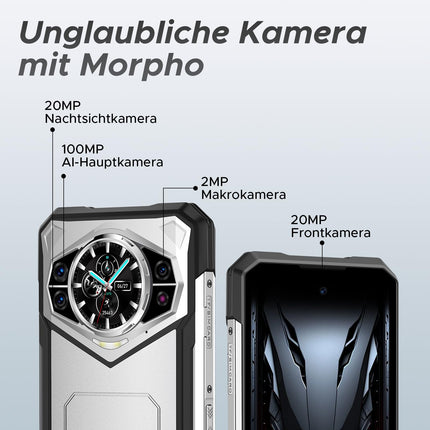 DOOGEE S200 5G õuetelefon Android 14.32GB+256GB õuetelefon ilma lepinguta, 6.72" FHD+ 120Hz 1.32" AMOLED tagumine ekraan, 100MP+20MP 10100mAh, IP68/IP69K/MIL-STD-810H, kahekordne 5G SIM/OTG/NFC/GPS