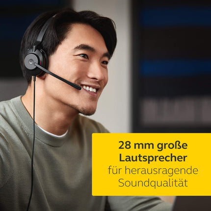 Jabra Evolve2 30 peakomplekt – monomüra summutavad kõrvaklapid – UC sertifitseeritud – kahe mikrofoniga kõnetehnoloogiaga – USB-A-kaabel – must
