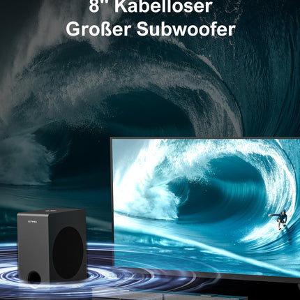 ULTIMEA 5.1.2 Sound Bar with Dolby Atmos, Home Theater Surround Sound System, Soundbar for TV with 8" Subwoofer, 2 Upward-Firing Drivers, Dolby Atmos Sound System, Nova S80 (2025 Upgraded Speakers)
