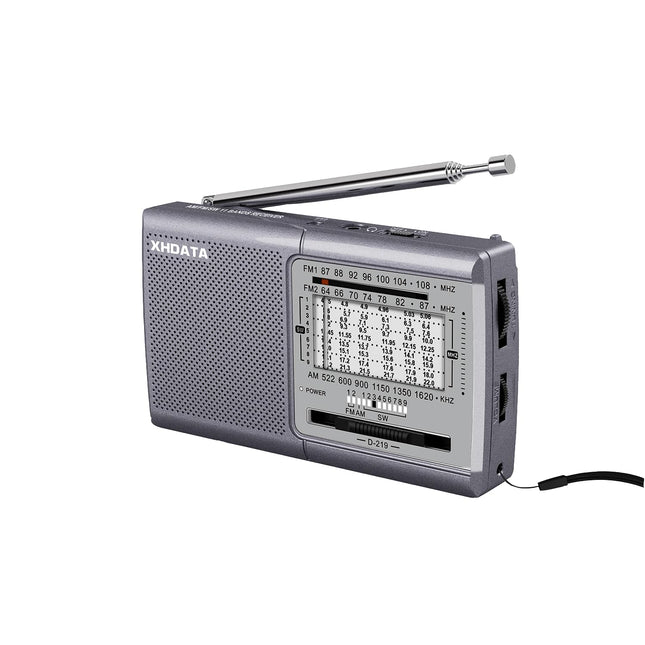 XHDATA D219 VHF/FM/AM raadio akutoitel töötav maailma vastuvõtja miniraadio, retroraadio majapidamiseks, õues telkimiseks, matkamiseks, kaasaskantav raadio hall