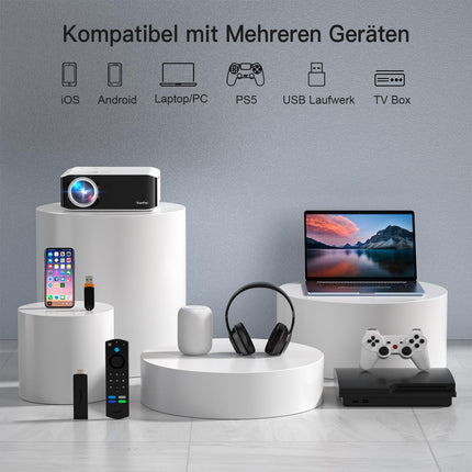 [AI-automaatfookus] 2025 XuanPad täiustatud WiFi Bluetooth miniprojektor, miniprojektor HD 1080P toetatud, kodukino videoprojektor ühildub teleripulga/HDMI/USB/AV/sülearvuti/iPhone/Androidiga