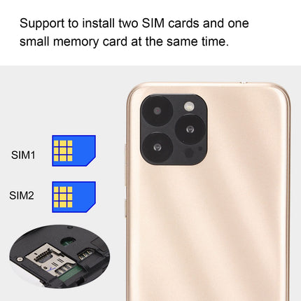 IP13 Pro Max nutitelefon, lukustamata mobiiltelefon näotuvastusega, 6,1-tolline FHD ekraan, 3 GB RAM 32 GB ROM, 2800 mAh aku, kahe SIM-kaardiga ettemakstud nutitelefon, lukustamata GSM-nutitelefon (kuldne)