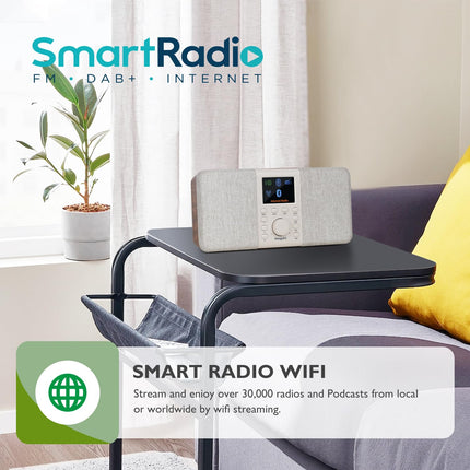MangoKit SR20 stereo WiFi internetiraadio DAB/DAB+ digitaalraadioga, taskuhäälingumängija, nutikad raadiod Bluetoothiga, FM-raadio, köögiraadio vooluvõrgust ja akutoitega, värviline ekraan, topeltäratus - pähklipuu