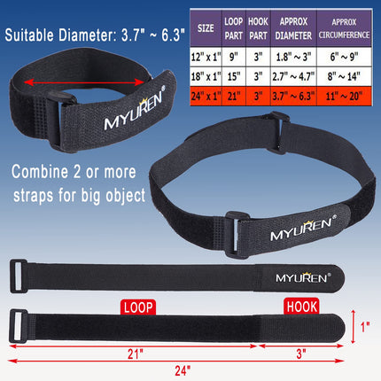 Kaablisidemed, 61 cm x 2,5 cm, 12 tk pakis, reguleeritavad ja korduvkasutatavad, takjakinnitusega, kaablite, käsitöötarvete, pikendusjuhtmete, aiavooliku, arvuti, kitarri ja teleri korrastamiseks