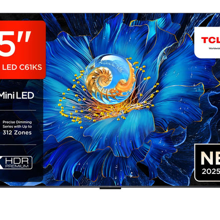TCL 55C61KS 55-tolline QD-Mini LED-teler, 4K UHD, nutikas Google TV Dolby Atmosega, Onkyo 2.1 helisüsteem, Game Master