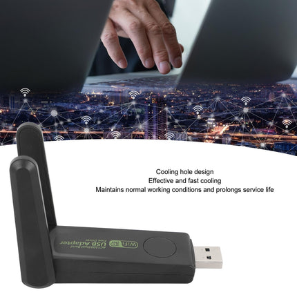 USB-adapter arvutile 1300 Mbps kahe 5Dbi antenniga 5G/2.4G WiFi-adapter lauaarvutile, sülearvutile 10, 8, 8.1, 7, Vista, XP, traadita adapter lauaarvuti võrguadapterile