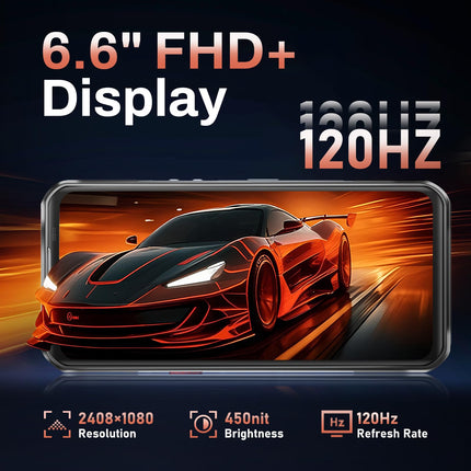 OUKITEL WP55 Android 15 Outdoor Smartphone 5G, 36GB+256GB/2TB Outdoor Mobile Phone Without Contract 11000mAh, 6.6" FHD+ Construction Site Phone, 108MP+32MP+8MP Night Vision Camera, IP68 Waterproof Mobile Phone/IP69K/NFC/OTG/GPS