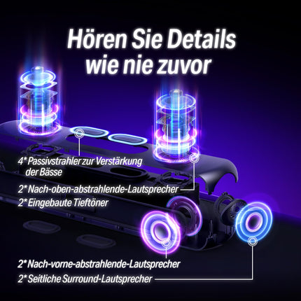 OXS Thunder Pro Gaming Soundbar 5.1.2 Dolby Atmos, Enhanced Bass, Bluetooth Multi-Device Connection, Integrated Subwoofer, 3 Pro Gamer Modes, Slim Toggle Design, for PCs, Game Consoles