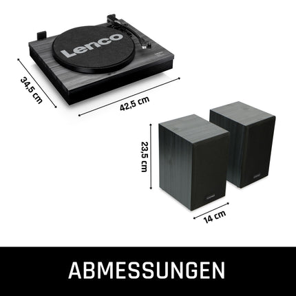 Lenco LS-300 - Hi-Fi plaadimängija Bluetoothiga - Väliste kõlaritega 2 x 10 W RMS - Rihmülekanne - Automaatne seiskamine - MDF-korpus - Must, LS-300 must