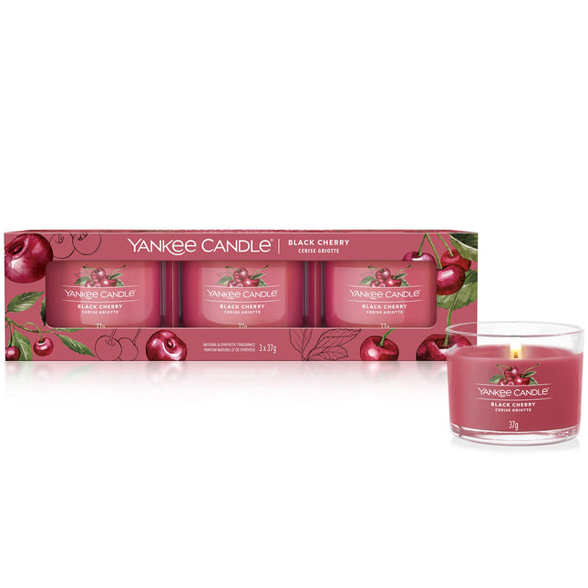 Yankee Candle lõhnaküünla kinkekomplekt | Musta kirsiga toovküünlad | Sojavaha segu | 3 tükki