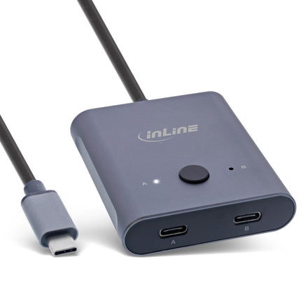 InLine USB-C lüliti, kahesuunaline (andmed ja video), 2 sisendit, 1 väljund või 1 sisend, 2 väljundit, jaotur/lüliti arvutitele, 8K@60Hz 4K@60Hz video, 10 Gb/s andmeedastus, 100W laadimine, 60603T