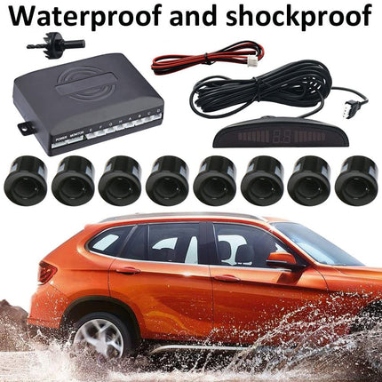 MOCNT Car Parking Aid 8 Sensors Reversing Aid Vehicle Reversing Alarm Parking System Rear Parking Sensors Reversing Parking Aid Reversing Radar System Buzzer Alarm Warning Black