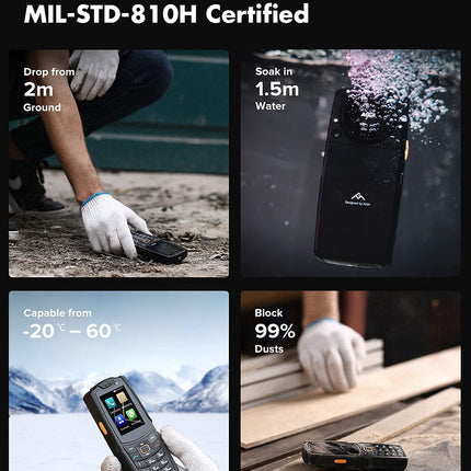 AGM M7 välistingimustes kasutatav mobiiltelefoni ilma lepinguta, 4G seenioridele mõeldud mobiiltelefon kahe SIM-kaardiga, IP68 veekindel, Facebook/Skype/TikTok 2.4" puuteekraan 1GB+8GB 2500mAh aku 80ML taskulamp nupuvajutusega mobiiltelefon