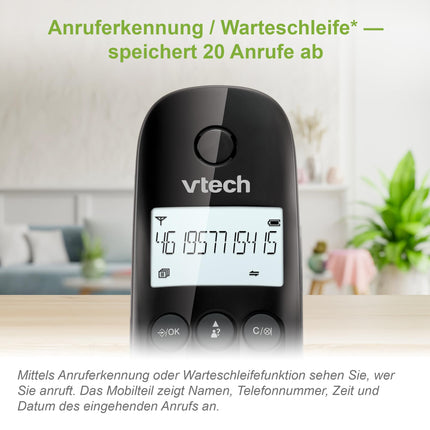 VTech CS1401 DECT Cordless Phone with 2 Handsets, Call Blocker, Speakerphone, Caller ID/Call Waiting, Backlit Display, ECO Mode, Low Radiation, Black