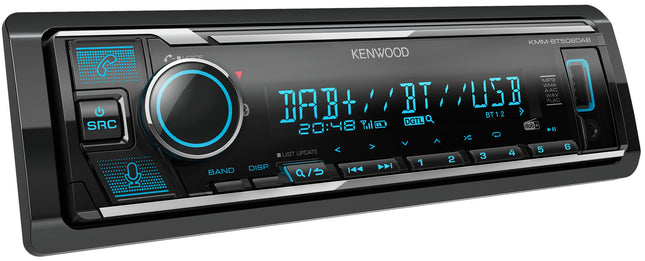 Kenwood KMM-BT508DAB - USB-autoraadio DAB+ ja Bluetooth-vabakäesüsteemiga (Amazon Alexa, heliprotsessor, USB, AUX, 2 x eelväljundit 2,5 V, 4 x 50 vatti, muudetava võimsusega valgustus, sh DAB+ antenn)