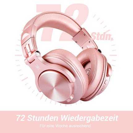 OneOdio Bluetooth-kõrvaklapid kõrva peale, 72 tundi HiFi stereo juhtmevabad kõrvaklapid, juhtmevabad kõrvaklapid 6,35 mm ja 3,5 mm pistikuga stuudio DJ mobiiltelefoni arvuti võimendi jaoks - roosakuldne