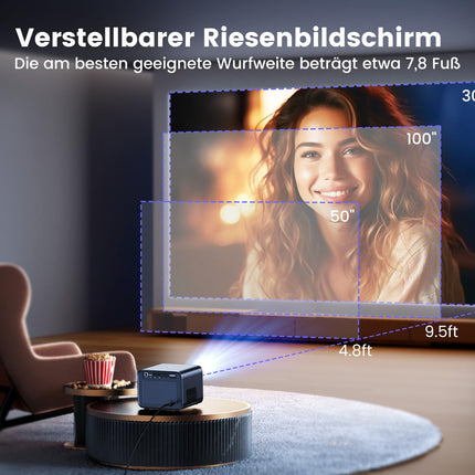 Smart Projector【Official Netflix &amp; Dolby Audio】 30000 Lumens Autofocus/Keystone Correction Projector 4K Support WiFi6 Bluetooth Full HD 1080P, 60Hz Video Projector for Home Theater/Outdoor Mobile Projector