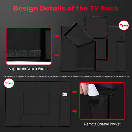 Zettum TV Cover for 46-48 inch TV, TV Screen Protector Cover Outdoor 600D Oxford PU Coating Heavy Duty &amp; Waterproof Screen Protector for TV (Black)