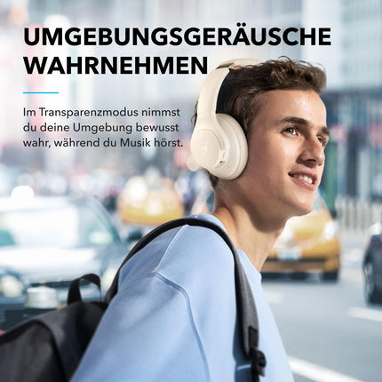 Soundcore by Anker Q20i juhtmevabad Bluetooth-kõrvaklapid hübriidse aktiivse mürasummutusega, 40-tunnine mänguaeg ANC-režiimis, kõrglahutusega heli, sügav bass, kohandamine rakenduse kaudu (valge)