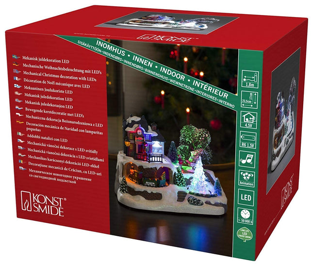 Konstsmide LED decoration train station with 8 tracks RGB, 3446-000EE, white lacquered